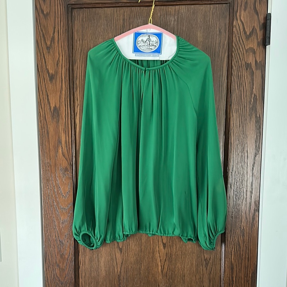 Diane Von Furstenberg Green Silk Blouse - Size M